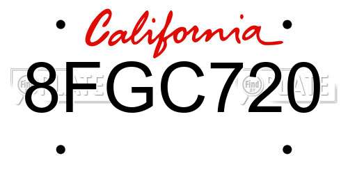 8FGC720 California License Plate