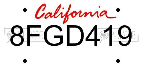 8FGD419 California License Plate