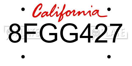 8FGG427 California License Plate