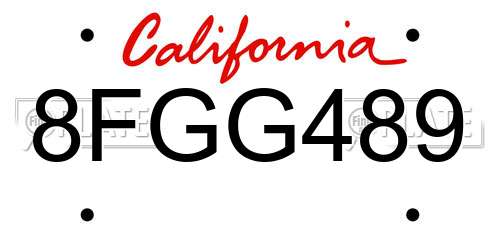 8FGG489 California License Plate