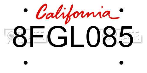 8FGL085 California License Plate