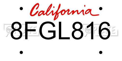 8FGL816 California License Plate