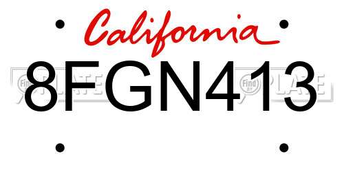 8FGN413 California License Plate