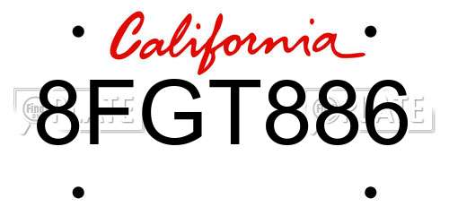 8FGT886 California License Plate