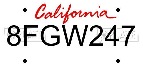 8FGW247 California License Plate