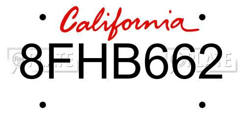8FHB662 California License Plate