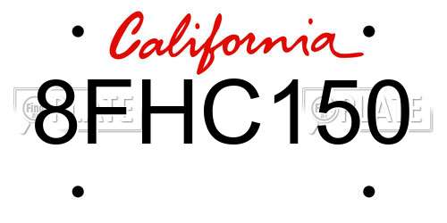 8FHC150 California License Plate
