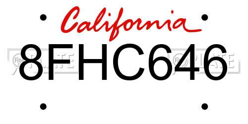 8FHC646 California License Plate