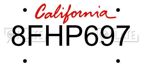 8FHP697 California License Plate