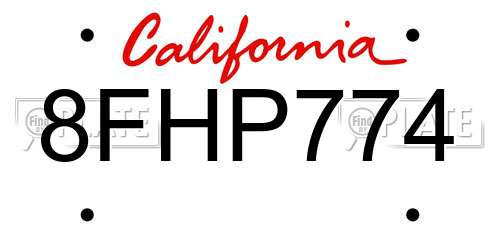 8FHP774 California License Plate
