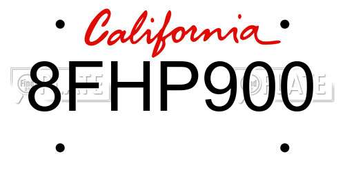 8FHP900 California License Plate