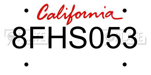 8FHS053 California License Plate