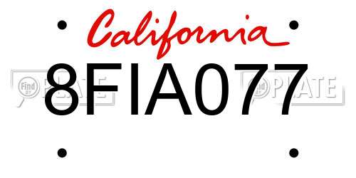 8FIA077 California License Plate