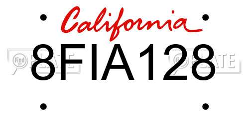 8FIA128 California License Plate