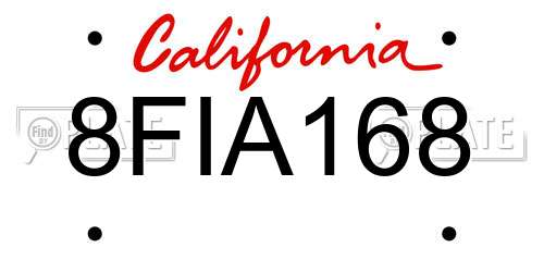8FIA168 California License Plate