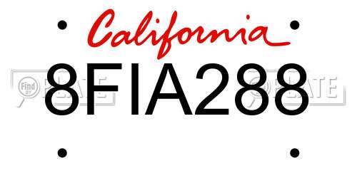 8FIA288 California License Plate