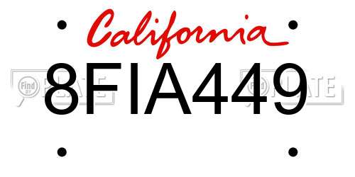 8FIA449 California License Plate