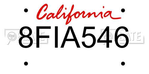 8FIA546 California License Plate
