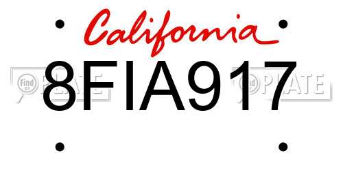 8FIA917 California License Plate