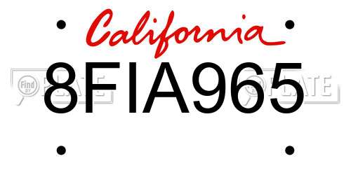 8FIA965 California License Plate