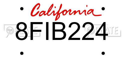 8FIB224 California License Plate