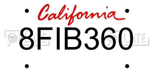 8FIB360 California License Plate