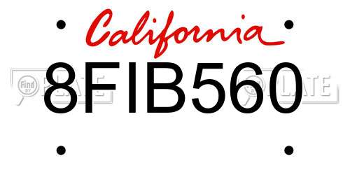 8FIB560 California License Plate