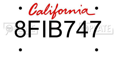 8FIB747 California License Plate