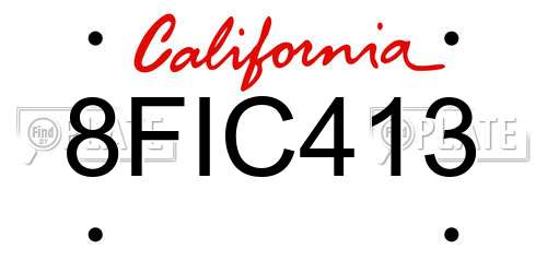 8FIC413 California License Plate