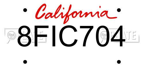 8FIC704 California License Plate