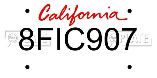 8FIC907 California License Plate