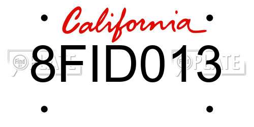 8FID013 California License Plate