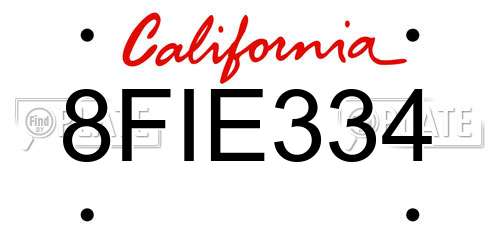 8FIE334 California License Plate