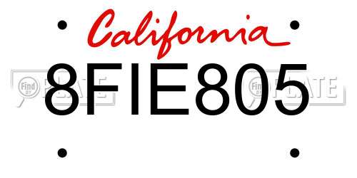 8FIE805 California License Plate