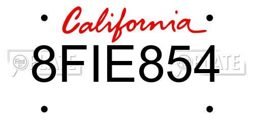 8FIE854 California License Plate