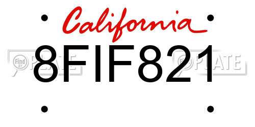 8FIF821 California License Plate