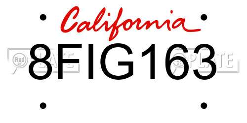 8FIG163 California License Plate