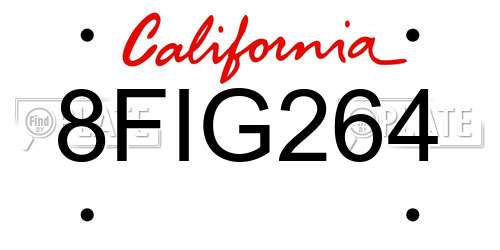 8FIG264 California License Plate
