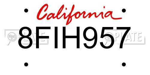 8FIH957 California License Plate