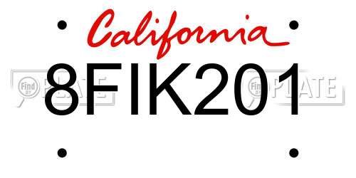 8FIK201 California License Plate