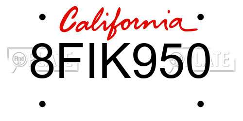 8FIK950 California License Plate
