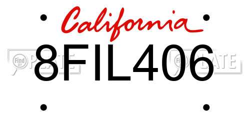 8FIL406 California License Plate