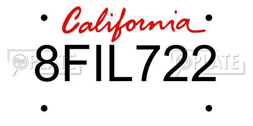 8FIL722 California License Plate
