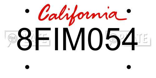 8FIM054 California License Plate