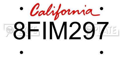 8FIM297 California License Plate