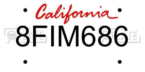 8FIM686 California License Plate
