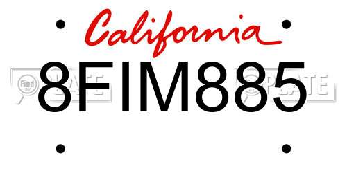 8FIM885 California License Plate