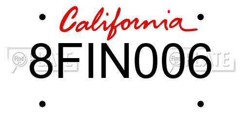 8FIN006 California License Plate