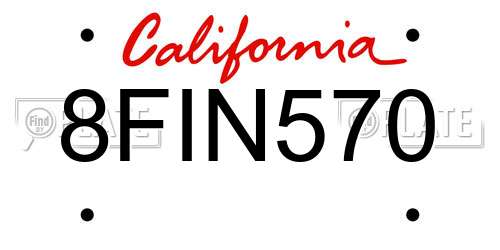 8FIN570 California License Plate
