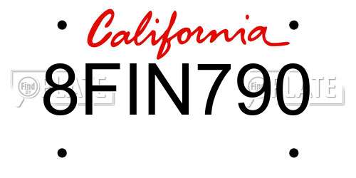 8FIN790 California License Plate